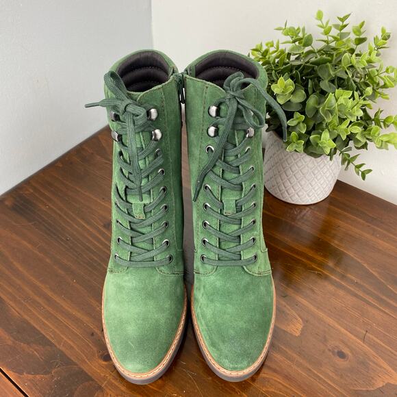 Naturalizer Callie Suede Leather Lace Up Ankle Boot Spruce Green Size 9 - Picture 5 of 11